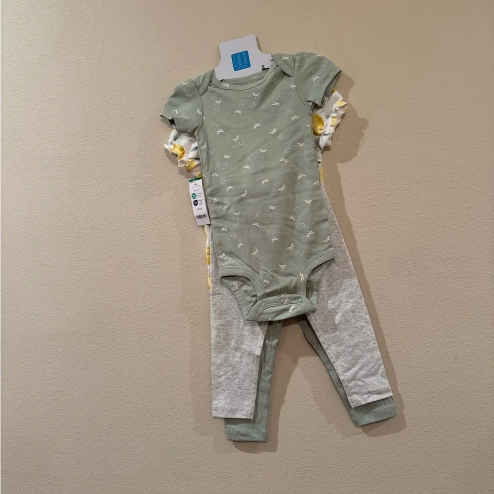 NWT Carter's Lemon Print Tee and Green Pants 4-Piece Set